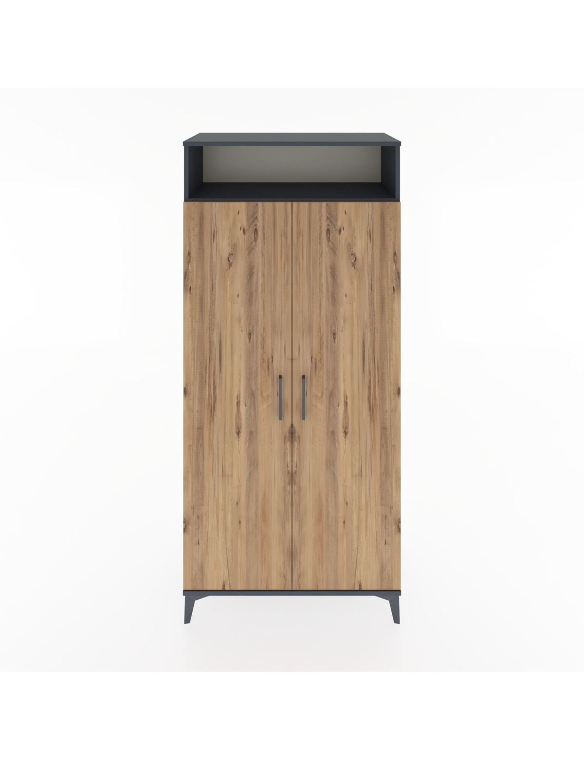 Hyperion Dolap 5 Raflı 2 Kapaklı 88x44x195 Antrasit-Çam