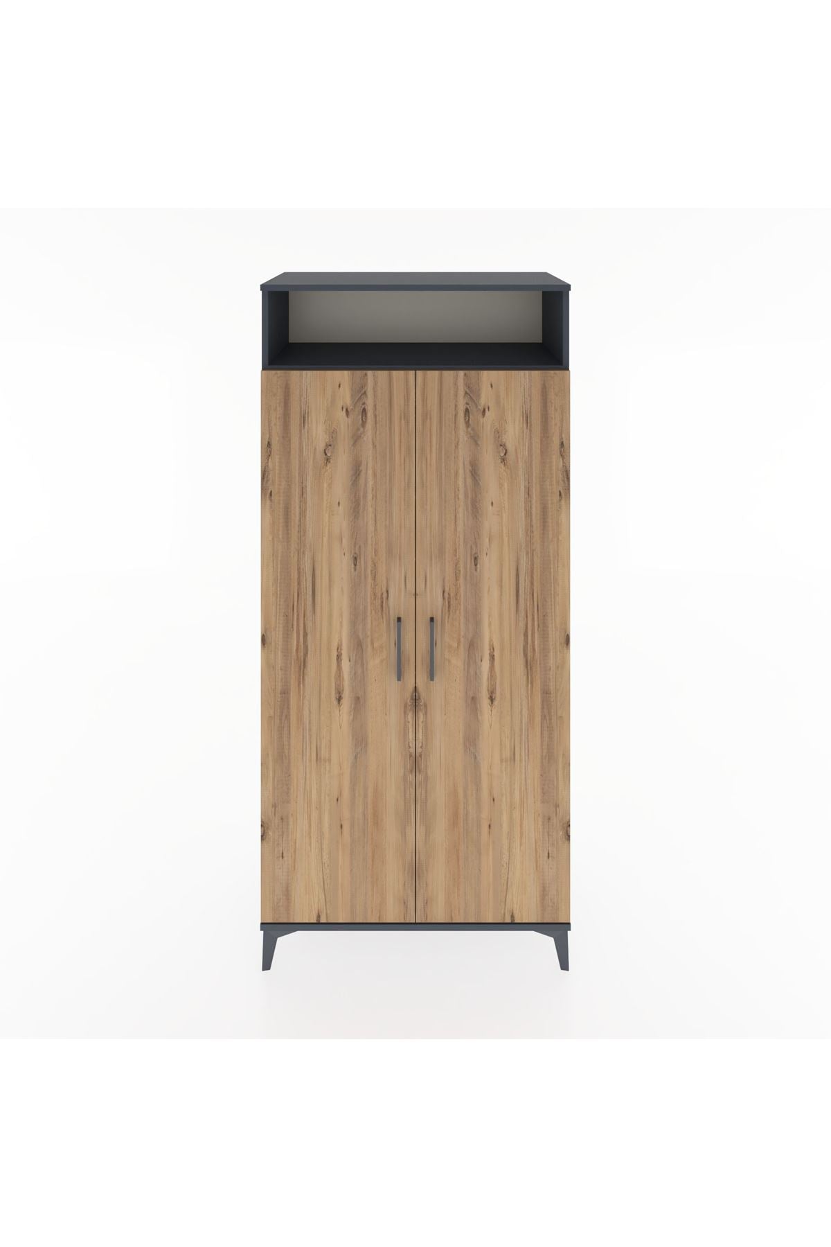 Hyperion Dolap 5 Raflı 2 Kapaklı 88x44x195 Antrasit-Çam