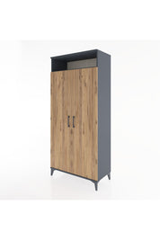 Hyperion Dolap 5 Raflı 2 Kapaklı 88x44x195 Antrasit-Çam