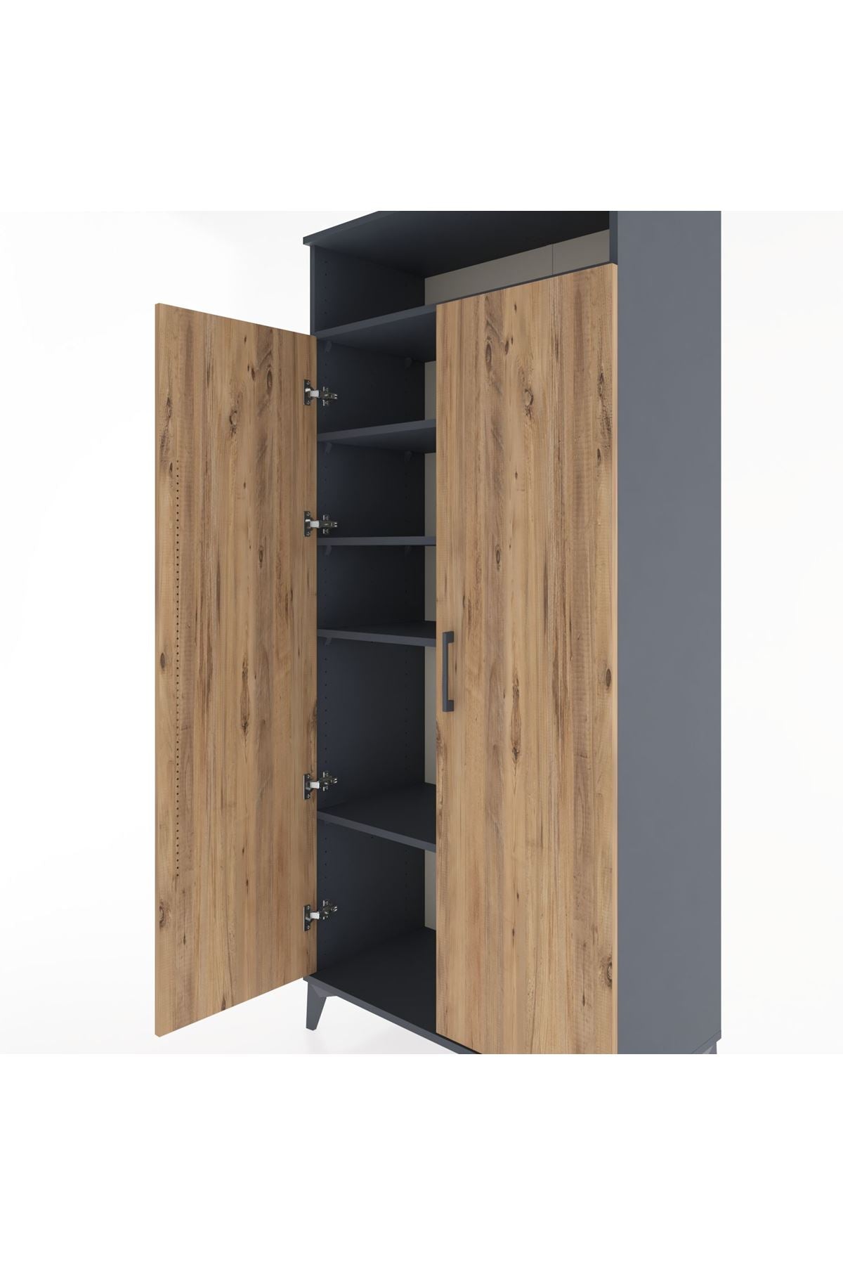 Hyperion Dolap 5 Raflı 2 Kapaklı 88x44x195 Antrasit-Çam