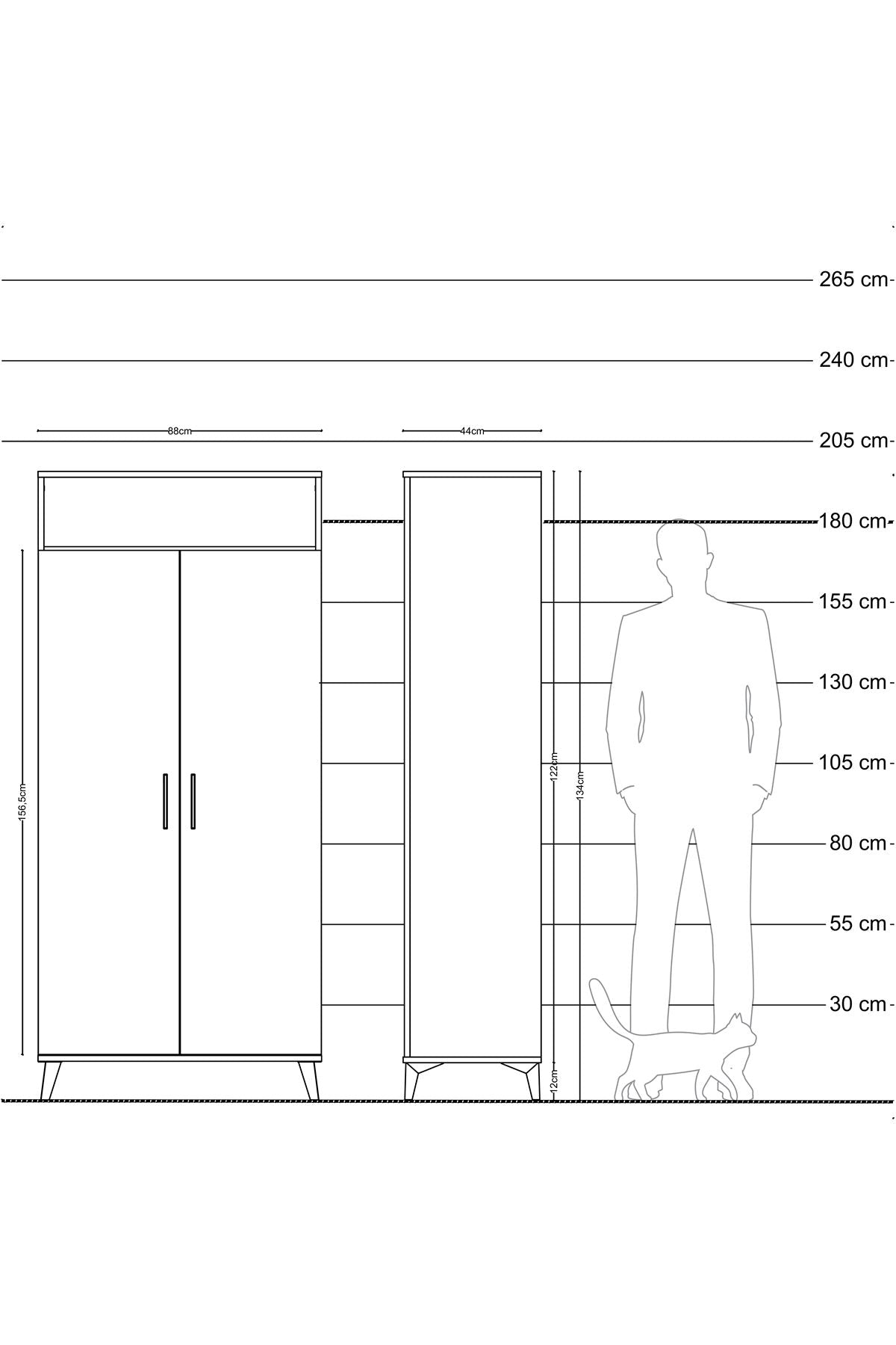 Hyperion Dolap 5 Raflı 2 Kapaklı 88x44x195 Antrasit-Antrasit
