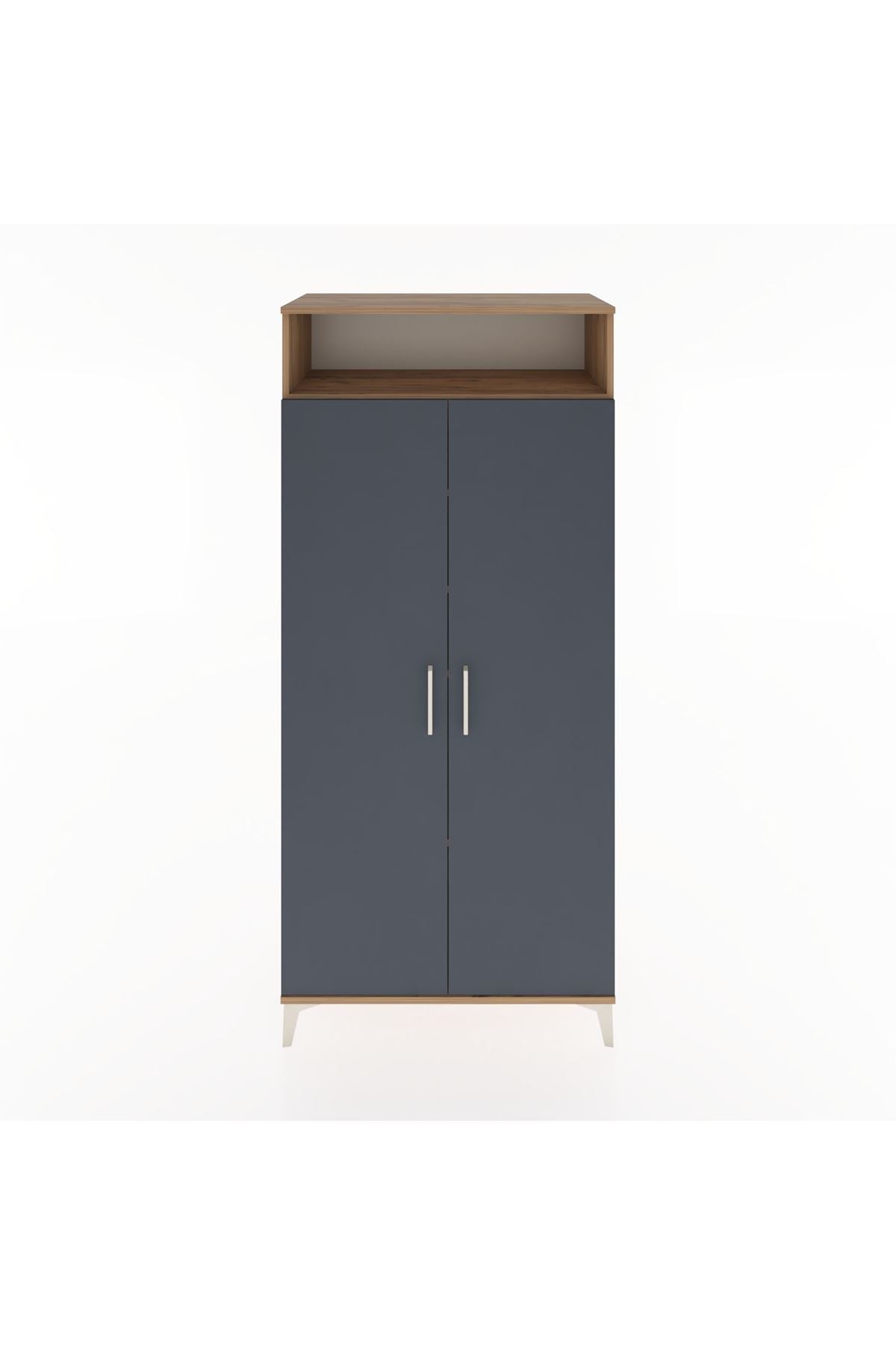 Hyperion Dolap 5 Raflı 2 Kapaklı 88x44x195 Çam-Antrasit