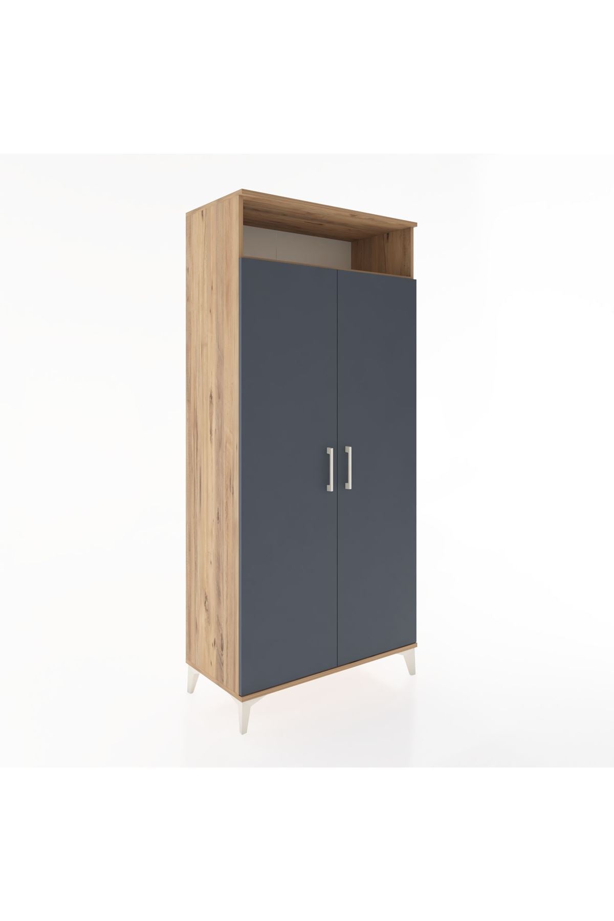 Hyperion Dolap 5 Raflı 2 Kapaklı 88x44x195 Çam-Antrasit