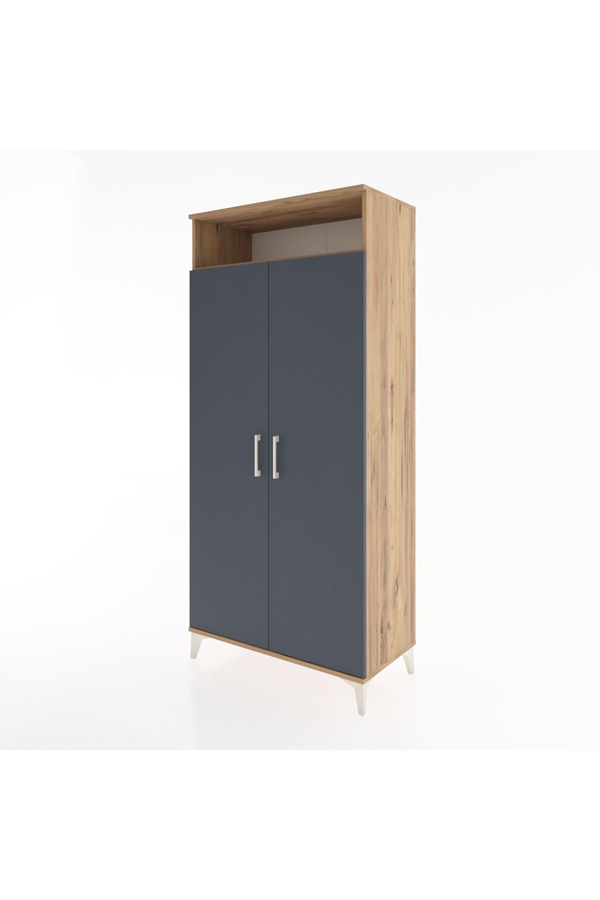 Hyperion Dolap 5 Raflı 2 Kapaklı 88x44x195 Çam-Antrasit