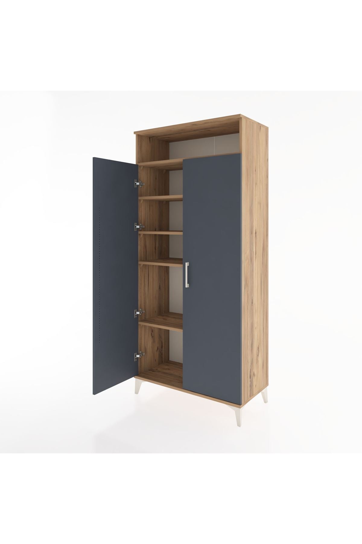 Hyperion Dolap 5 Raflı 2 Kapaklı 88x44x195 Çam-Antrasit