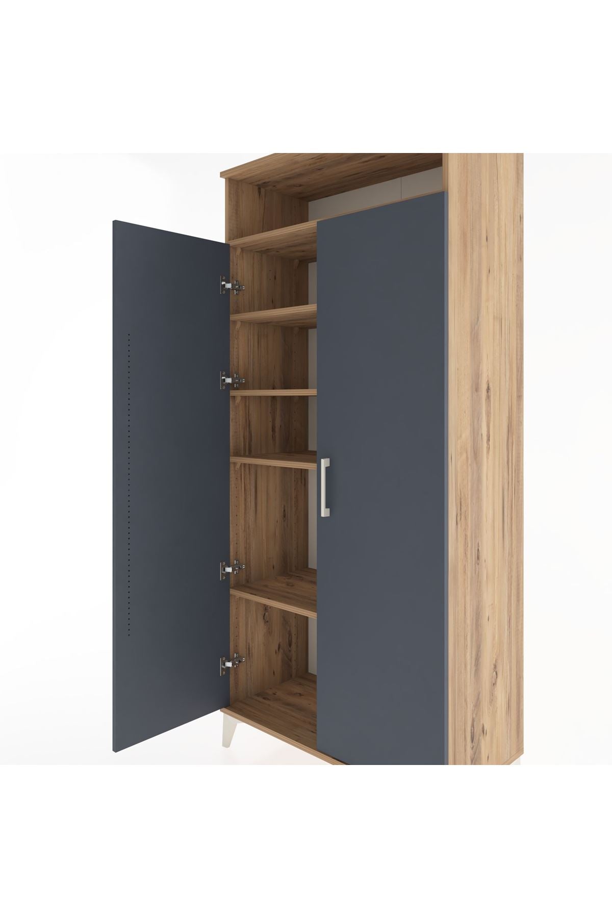 Hyperion Dolap 5 Raflı 2 Kapaklı 88x44x195 Çam-Antrasit