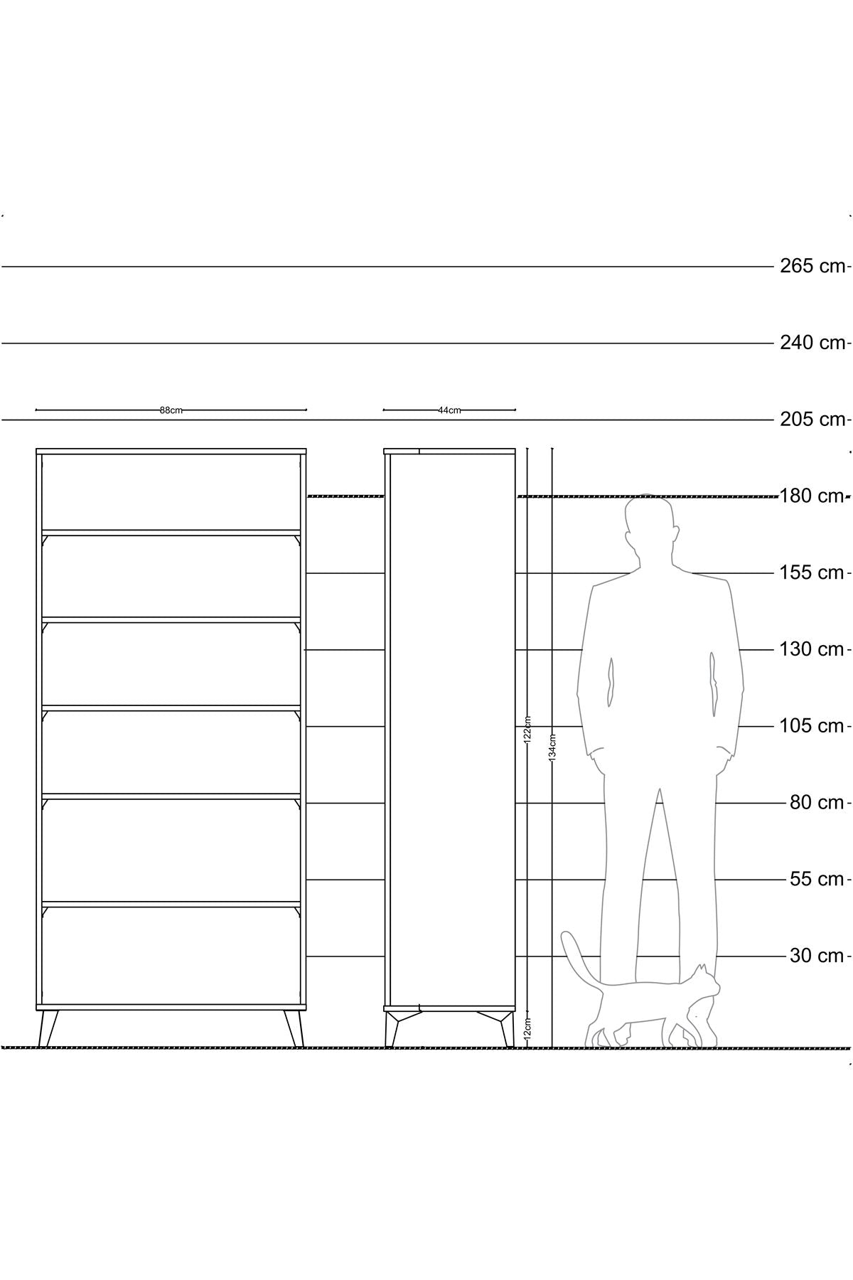 Hyperion Dolap 5 Raflı 88x44x195 Çam-Antrasit
