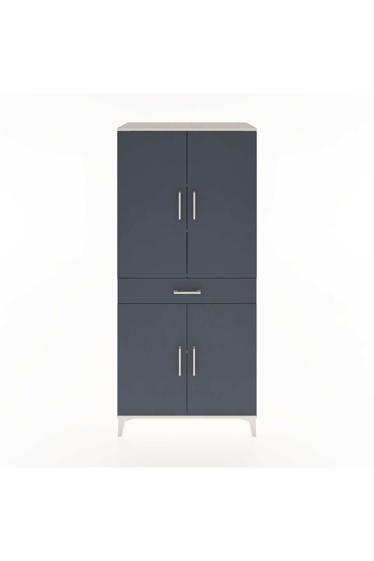 Hyperion Dolap 4 Raflı Tek Çekmeceli 4 Kapaklı 88x44x195 Aytaşı-Antrasit