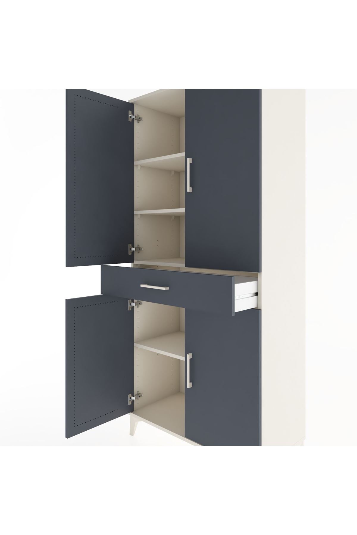 Hyperion Dolap 4 Raflı Tek Çekmeceli 4 Kapaklı 88x44x195 Aytaşı-Antrasit