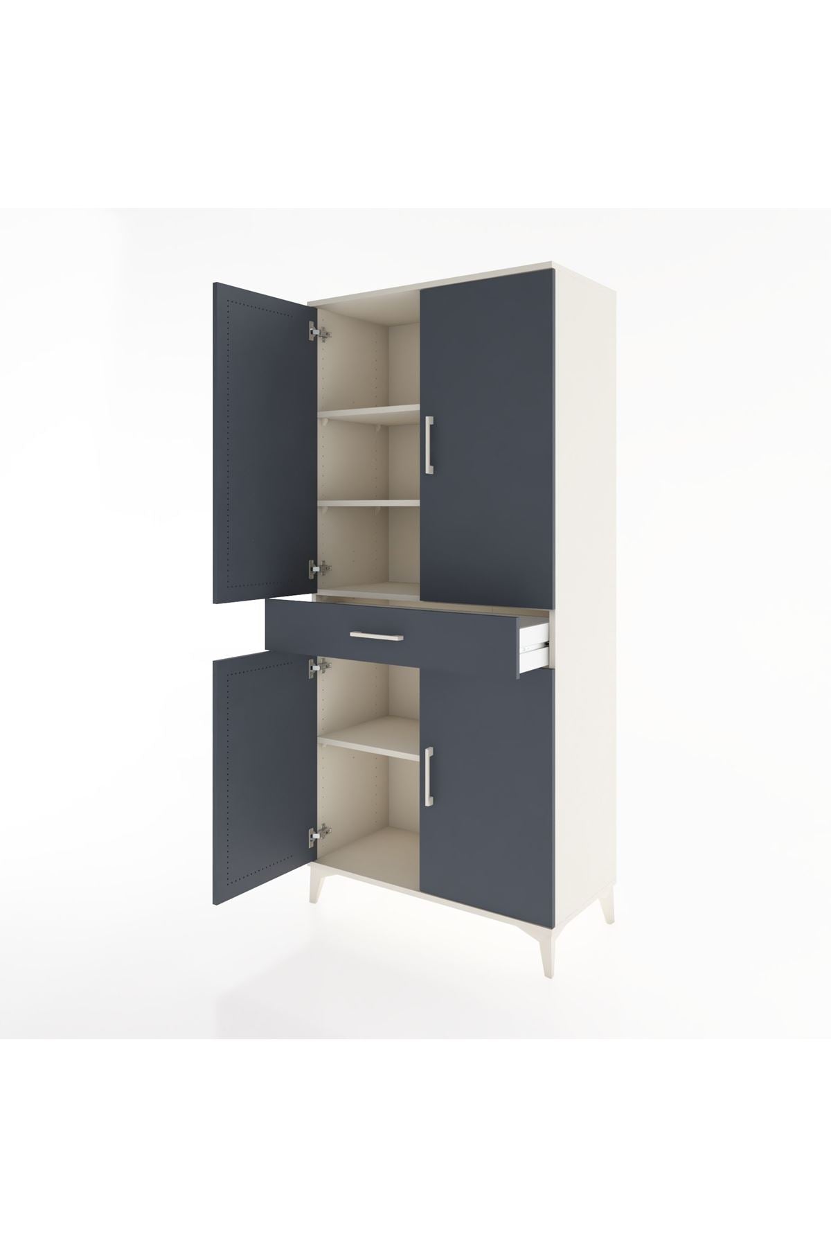 Hyperion Dolap 4 Raflı Tek Çekmeceli 4 Kapaklı 88x44x195 Aytaşı-Antrasit