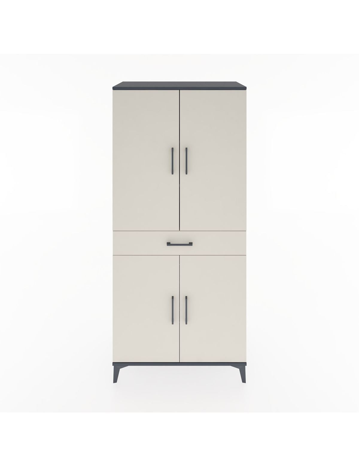 Hyperion Dolap 4 Raflı Tek Çekmeceli 4 Kapaklı 88x44x195 Antrasit-Aytaşı