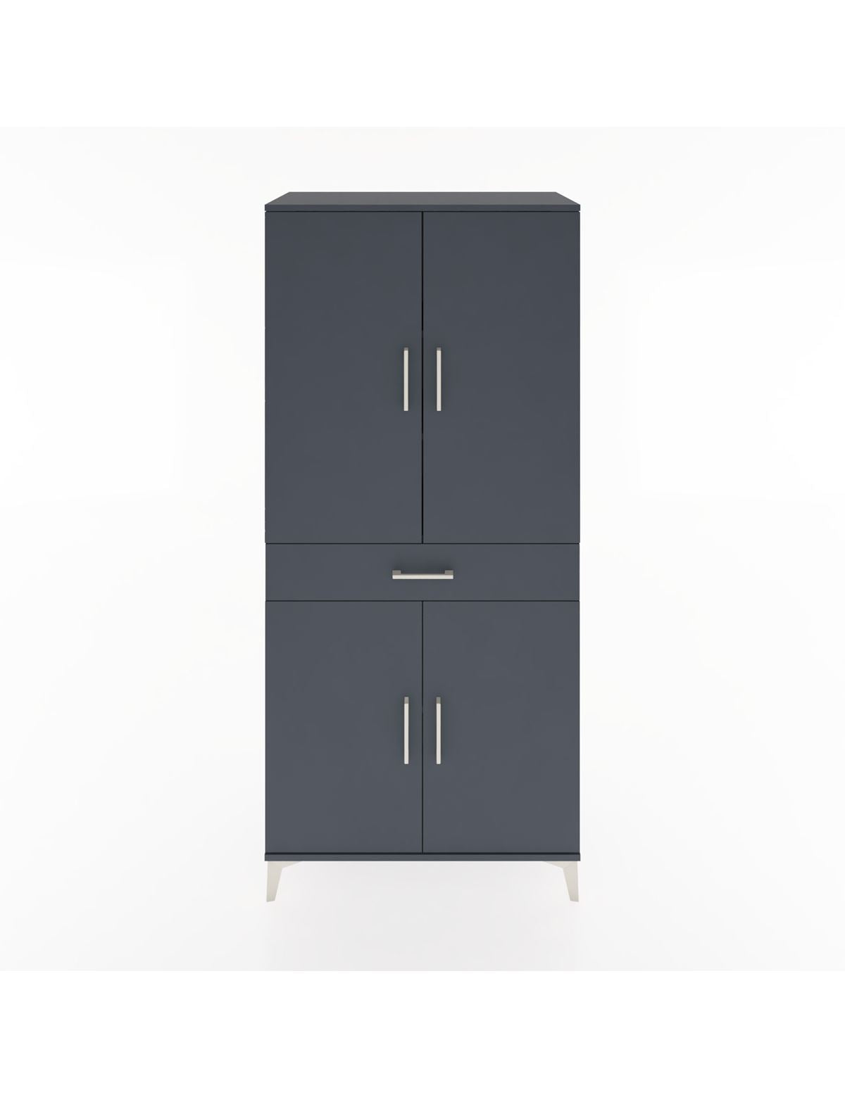 Hyperion Dolap 4 Raflı Tek Çekmeceli 4 Kapaklı 88x44x195 Antrasit-Antrasit