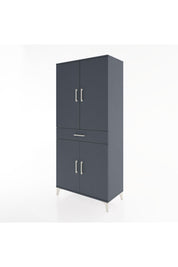 Hyperion Dolap 4 Raflı Tek Çekmeceli 4 Kapaklı 88x44x195 Antrasit-Antrasit