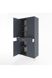 Hyperion Dolap 4 Raflı Tek Çekmeceli 4 Kapaklı 88x44x195 Antrasit-Antrasit