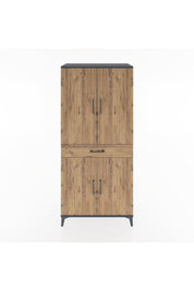 Hyperion Dolap 4 Raflı Tek Çekmeceli 4 Kapaklı 88x44x195 Antrasit-Çam