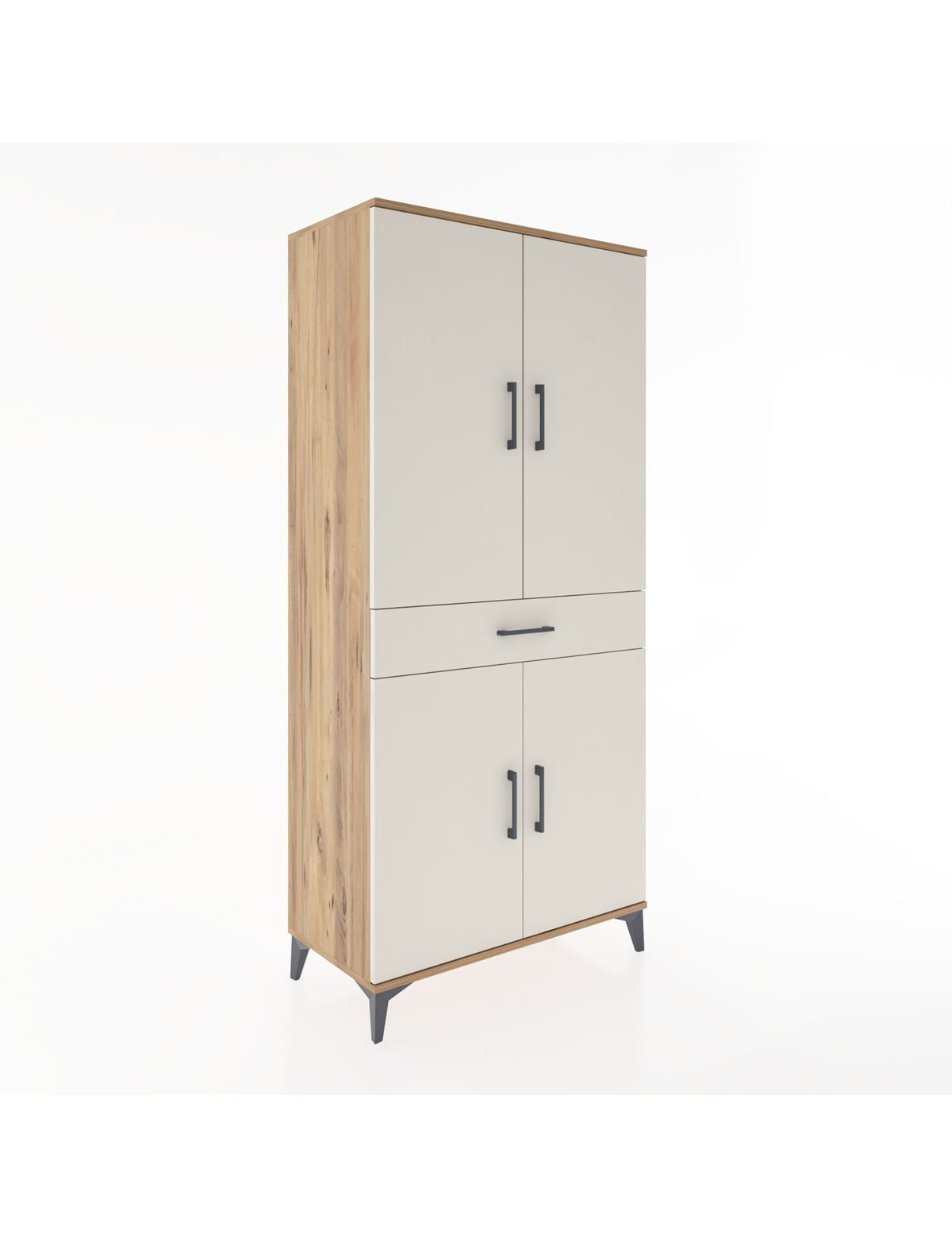 Hyperion Dolap 4 Raflı Tek Çekmeceli 4 Kapaklı 88x44x195 Çam-Aytaşı