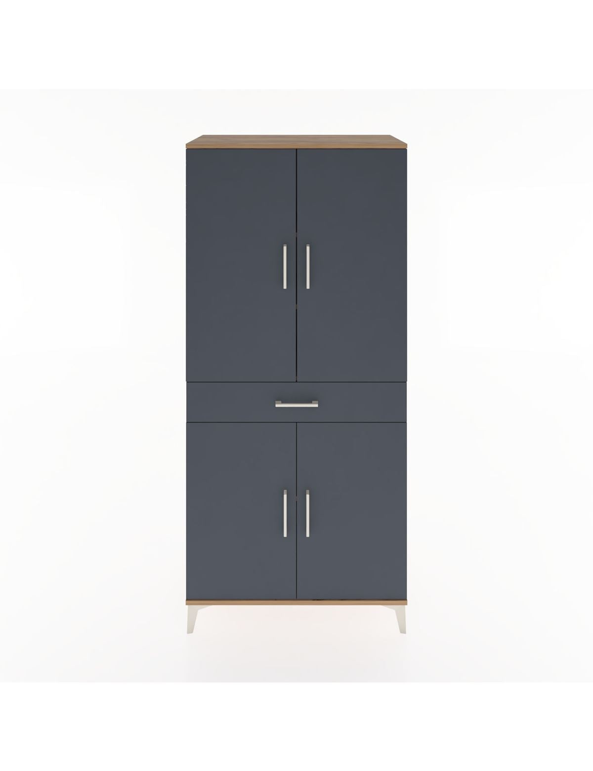 Hyperion Dolap 4 Raflı Tek Çekmeceli 4 Kapaklı 88x44x195 Çam-Antrasit