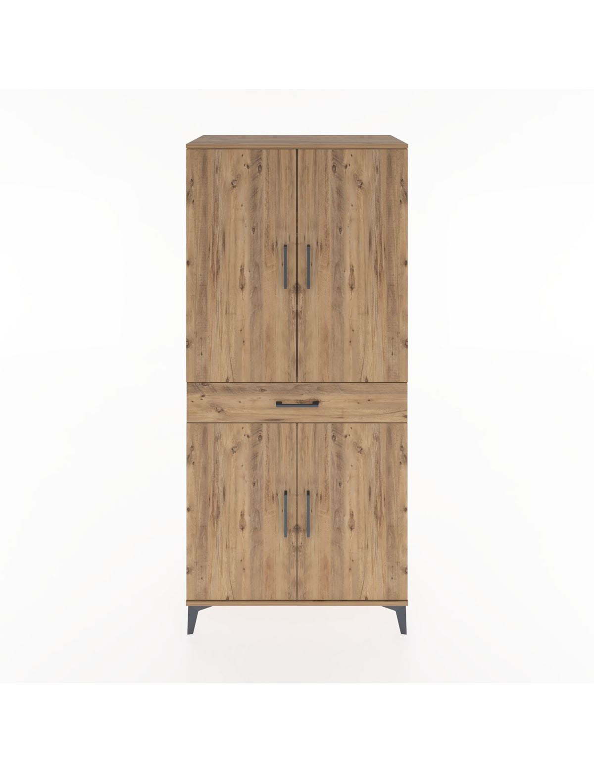 Hyperion Dolap 4 Raflı Tek Çekmeceli 4 Kapaklı 88x44x195 Çam-Çam