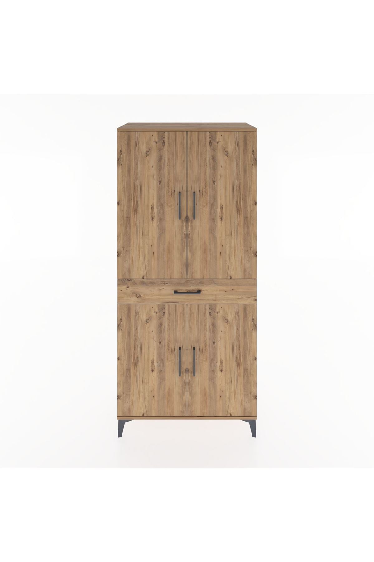Hyperion Dolap 4 Raflı Tek Çekmeceli 4 Kapaklı 88x44x195 Çam-Çam