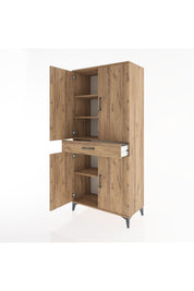 Hyperion Dolap 4 Raflı Tek Çekmeceli 4 Kapaklı 88x44x195 Çam-Çam