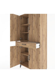 Hyperion Dolap 4 Raflı Tek Çekmeceli 4 Kapaklı 88x44x195 Çam-Çam