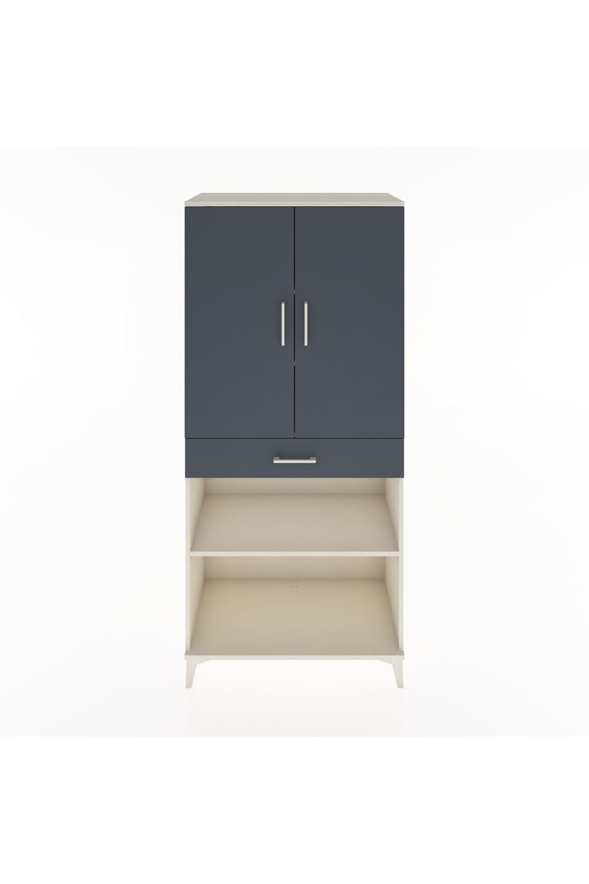 Hyperion Dolap 4 Raflı Tek Çekmeceli 2 Kapaklı 88x44x195 Aytaşı-Antrasit