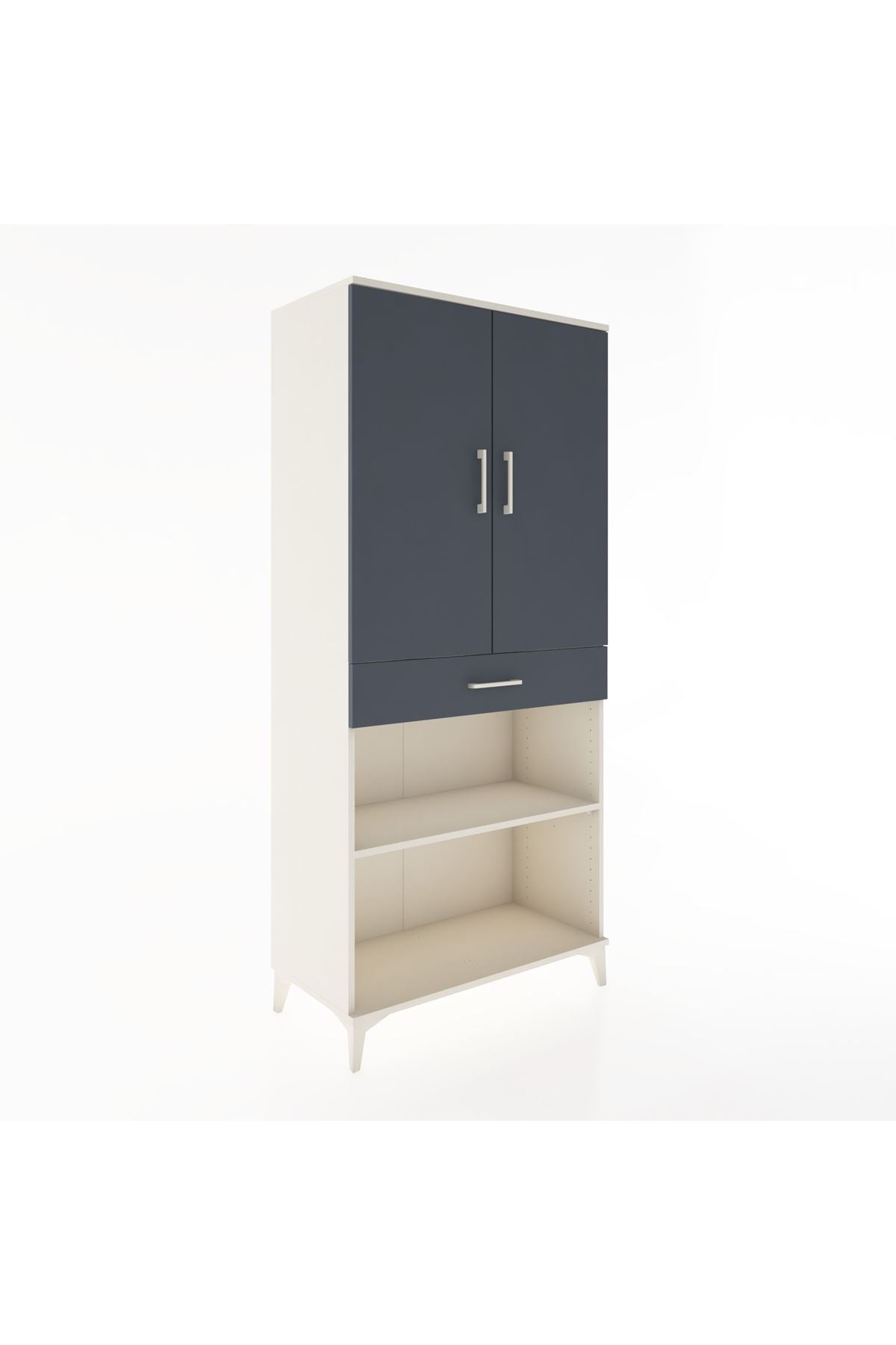 Hyperion Dolap 4 Raflı Tek Çekmeceli 2 Kapaklı 88x44x195 Aytaşı-Antrasit