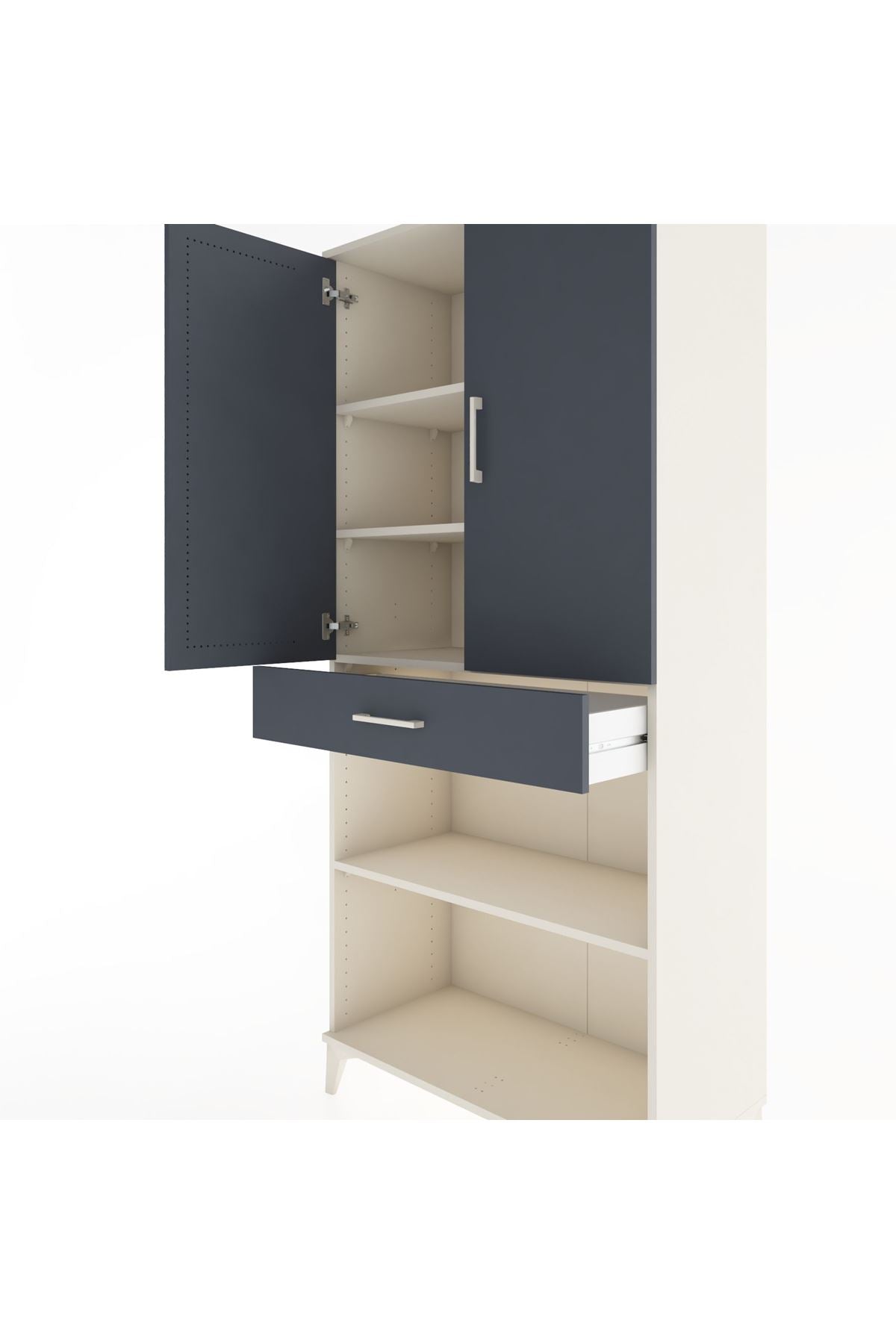 Hyperion Dolap 4 Raflı Tek Çekmeceli 2 Kapaklı 88x44x195 Aytaşı-Antrasit