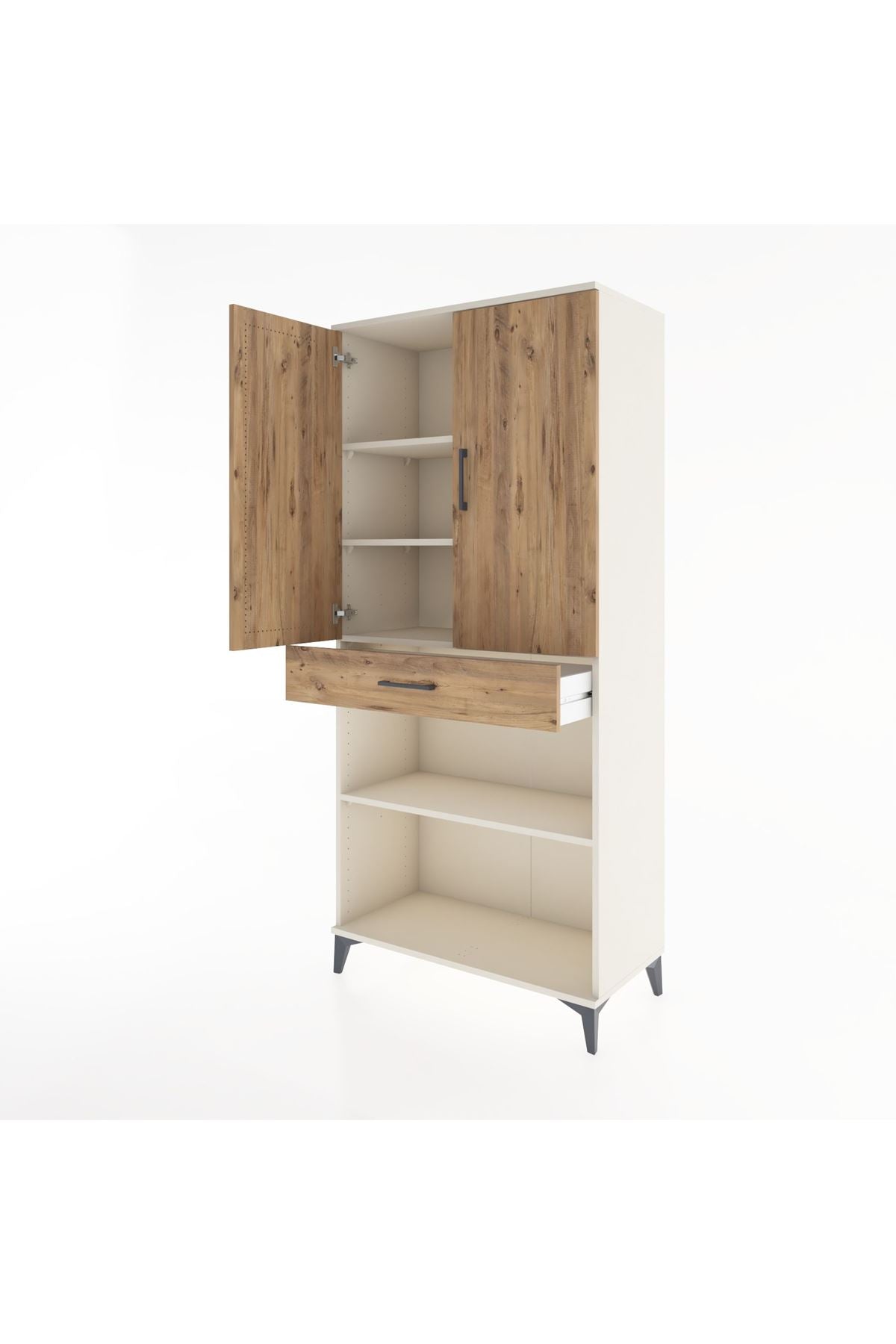 Hyperion Dolap 4 Raflı Tek Çekmeceli 2 Kapaklı 88x44x195 Aytaşı-Çam