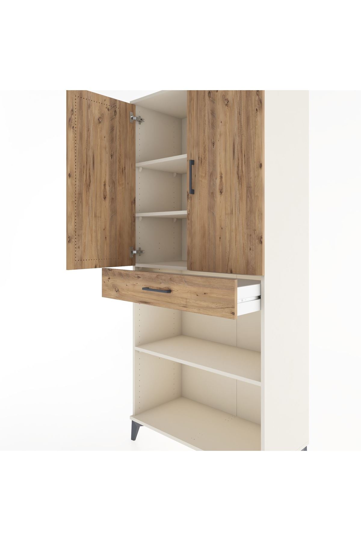 Hyperion Dolap 4 Raflı Tek Çekmeceli 2 Kapaklı 88x44x195 Aytaşı-Çam