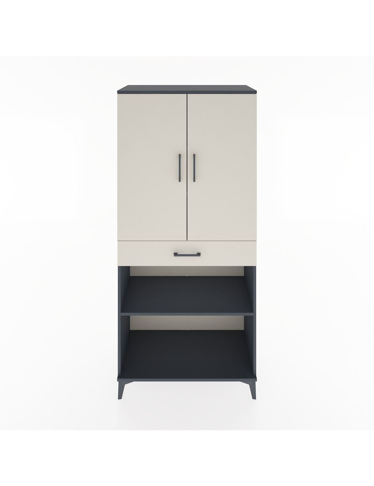 Hyperion Dolap 4 Raflı Tek Çekmeceli 2 Kapaklı 88x44x195 Antrasit-Aytaşı