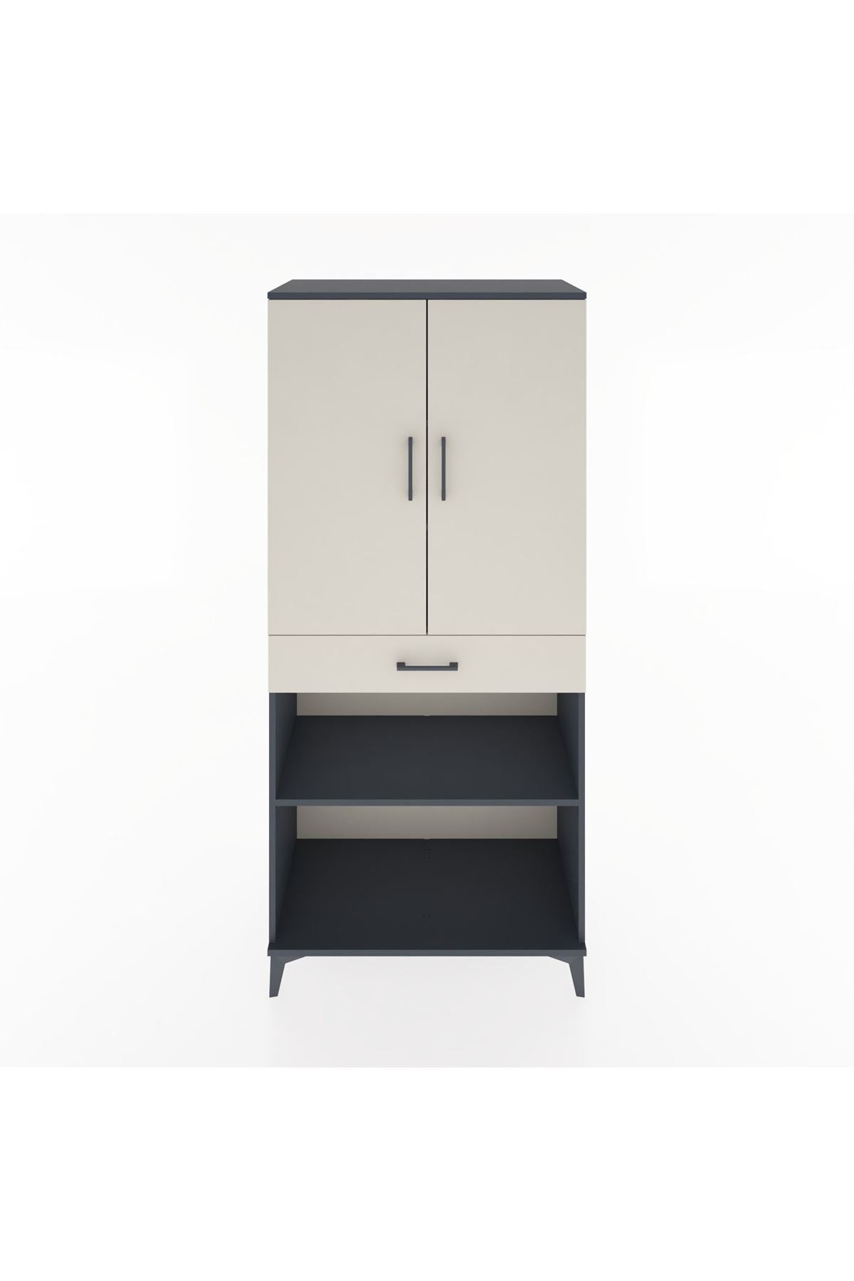 Hyperion Dolap 4 Raflı Tek Çekmeceli 2 Kapaklı 88x44x195 Antrasit-Aytaşı