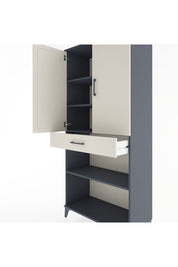 Hyperion Dolap 4 Raflı Tek Çekmeceli 2 Kapaklı 88x44x195 Antrasit-Aytaşı