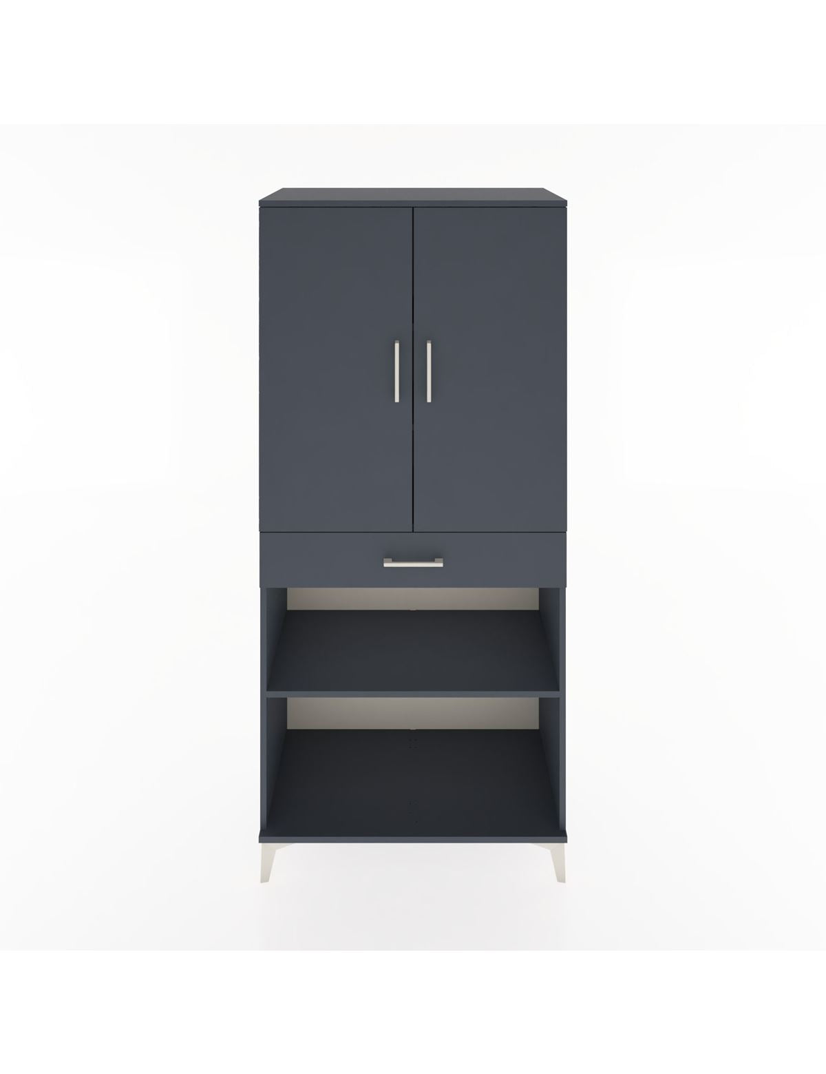 Hyperion Dolap 4 Raflı Tek Çekmeceli 2 Kapaklı 88x44x195 Antrasit-Antrasit