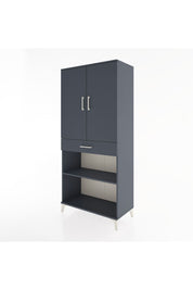 Hyperion Dolap 4 Raflı Tek Çekmeceli 2 Kapaklı 88x44x195 Antrasit-Antrasit