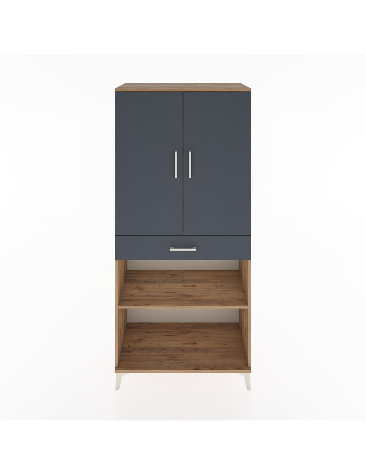 Hyperion Dolap 4 Raflı Tek Çekmeceli 2 Kapaklı 88x44x195 Çam-Antrasit