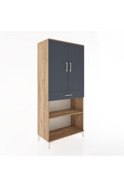 Hyperion Dolap 4 Raflı Tek Çekmeceli 2 Kapaklı 88x44x195 Çam-Antrasit