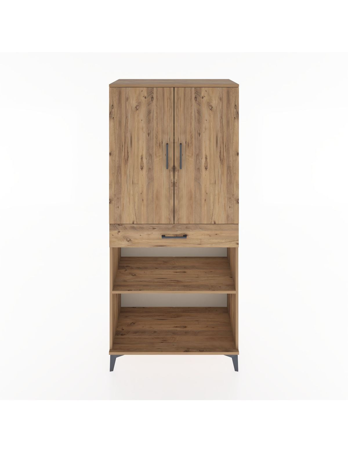 Hyperion Dolap 4 Raflı Tek Çekmeceli 2 Kapaklı 88x44x195 Çam-Çam