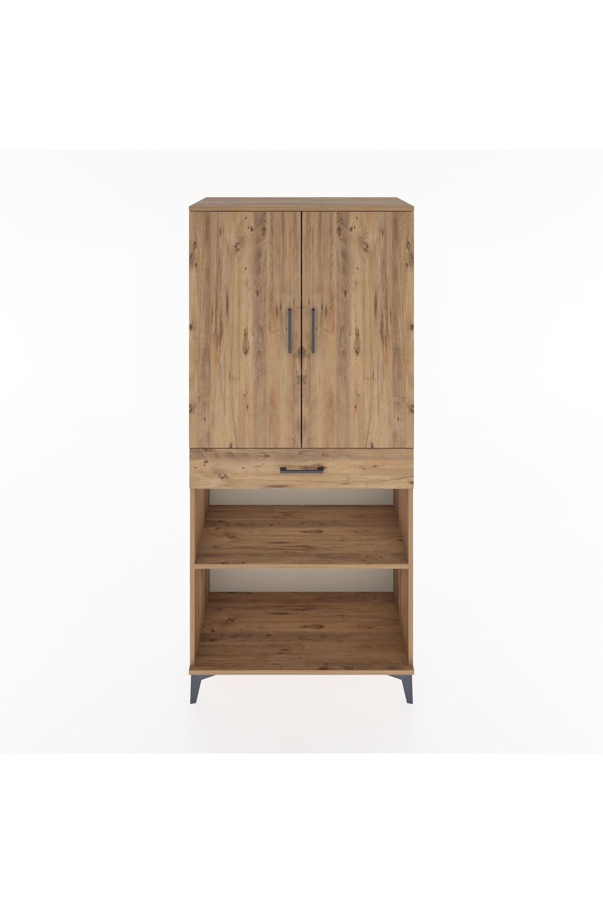 Hyperion Dolap 4 Raflı Tek Çekmeceli 2 Kapaklı 88x44x195 Çam-Çam