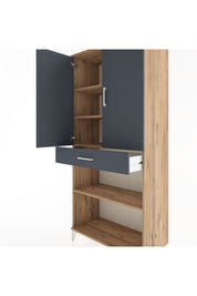 Hyperion Dolap 4 Raflı Tek Çekmeceli 2 Kapaklı 88x44x195 Çam-Antrasit