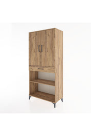 Hyperion Dolap 4 Raflı Tek Çekmeceli 2 Kapaklı 88x44x195 Çam-Çam