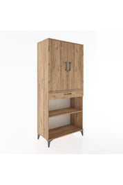 Hyperion Dolap 4 Raflı Tek Çekmeceli 2 Kapaklı 88x44x195 Çam-Çam