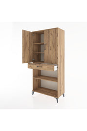 Hyperion Dolap 4 Raflı Tek Çekmeceli 2 Kapaklı 88x44x195 Çam-Çam