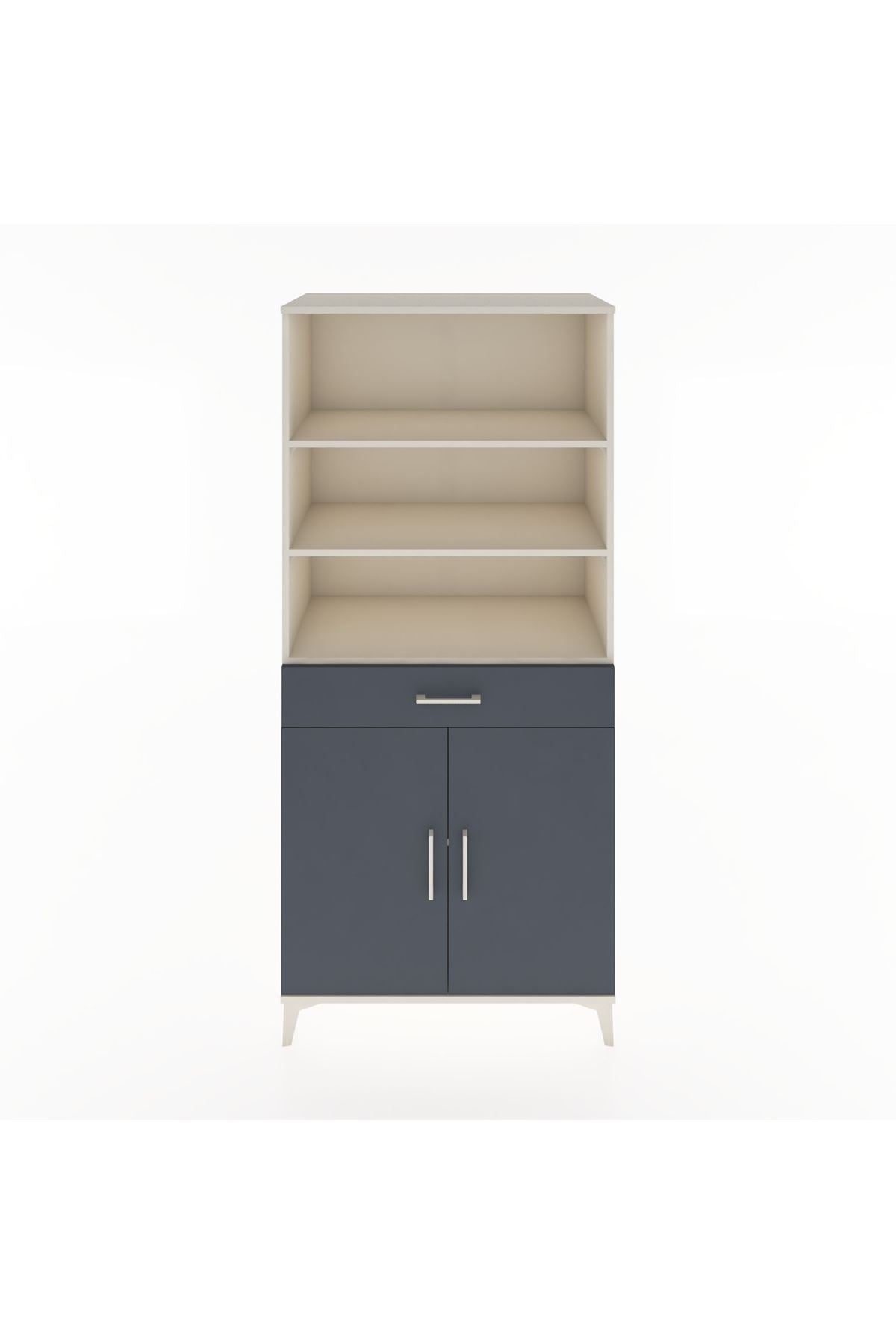 Hyperion Dolap 4 Raflı Tek Çekmeceli 2 Kapaklı 88x44x195 Aytaşı-Antrasit