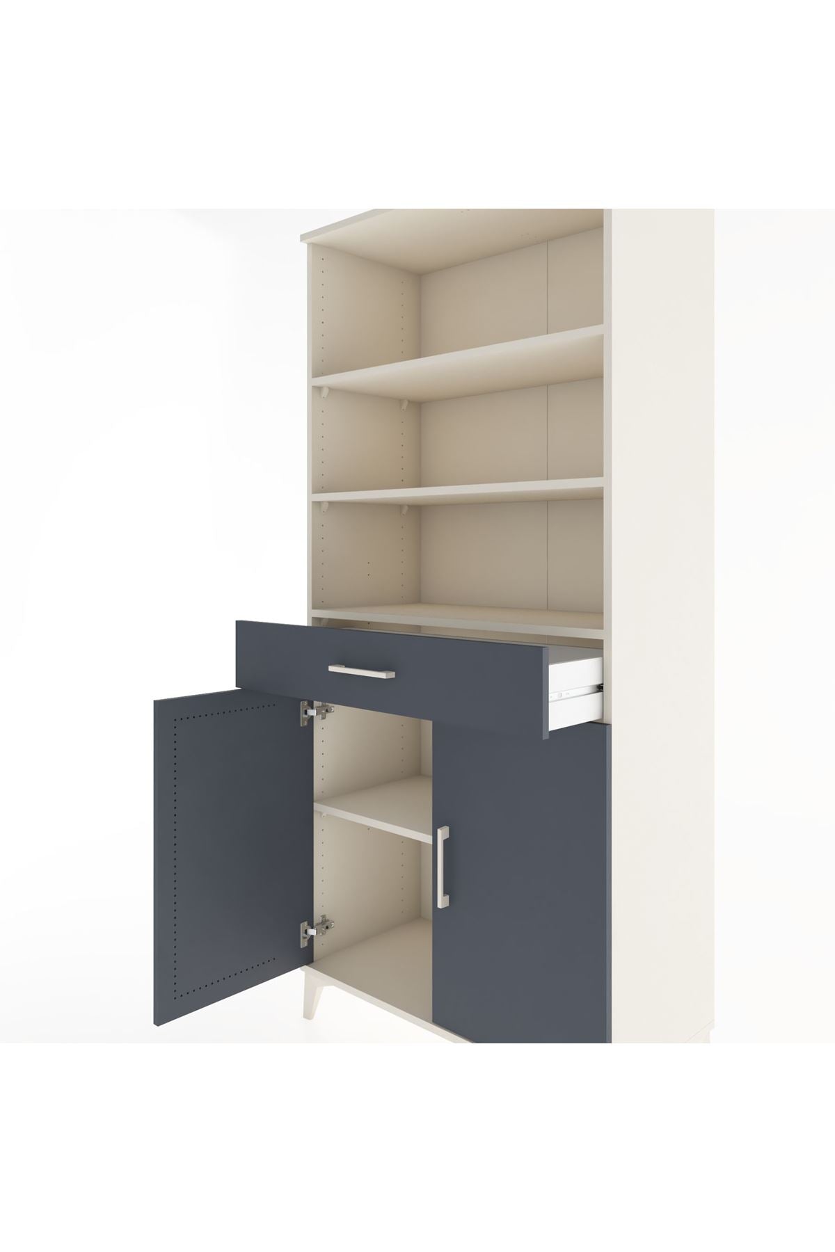 Hyperion Dolap 4 Raflı Tek Çekmeceli 2 Kapaklı 88x44x195 Aytaşı-Antrasit