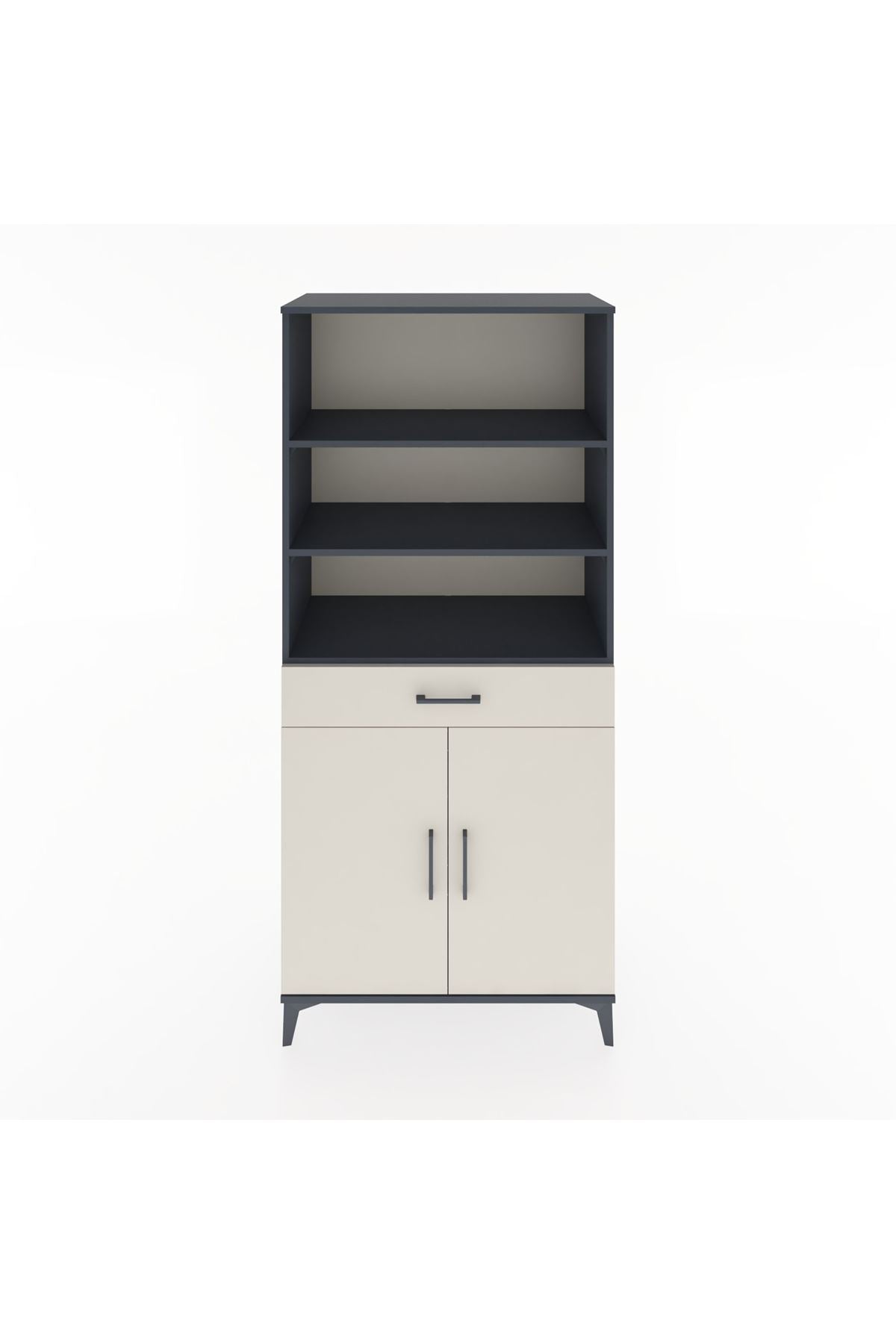 Hyperion Dolap 4 Raflı Tek Çekmeceli 2 Kapaklı 88x44x195 Antrasit-Aytaşı
