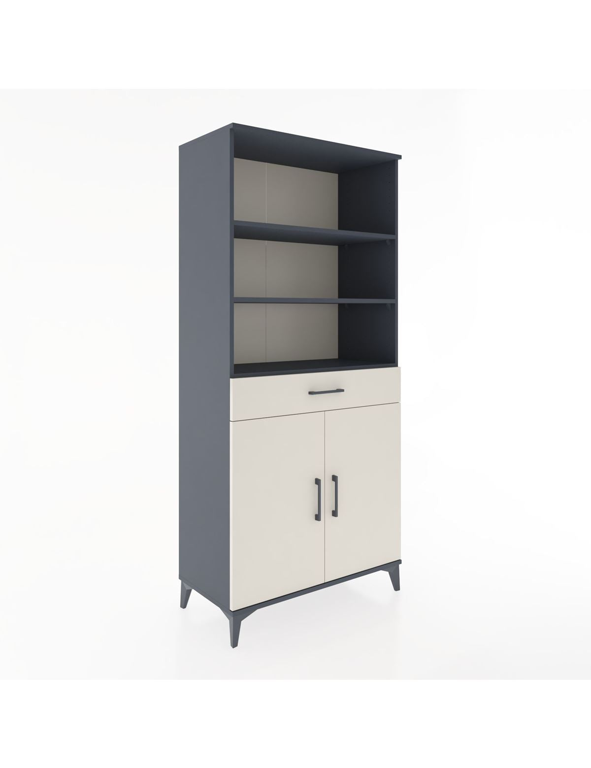 Hyperion Dolap 4 Raflı Tek Çekmeceli 2 Kapaklı 88x44x195 Antrasit-Aytaşı