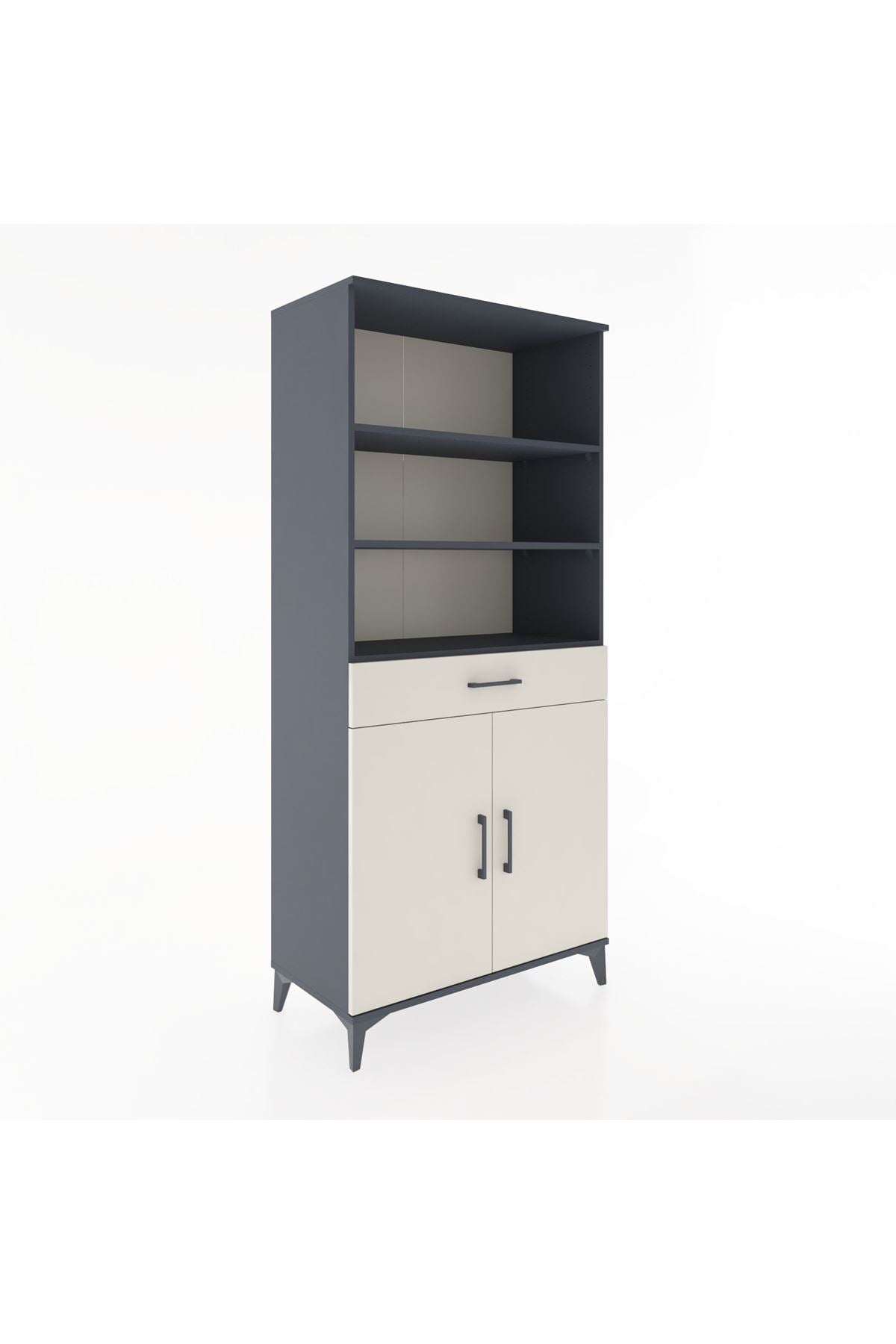 Hyperion Dolap 4 Raflı Tek Çekmeceli 2 Kapaklı 88x44x195 Antrasit-Aytaşı