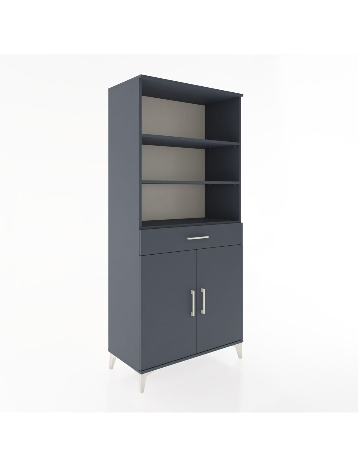 Hyperion Dolap 4 Raflı Tek Çekmeceli 2 Kapaklı 88x44x195 Antrasit-Antrasit