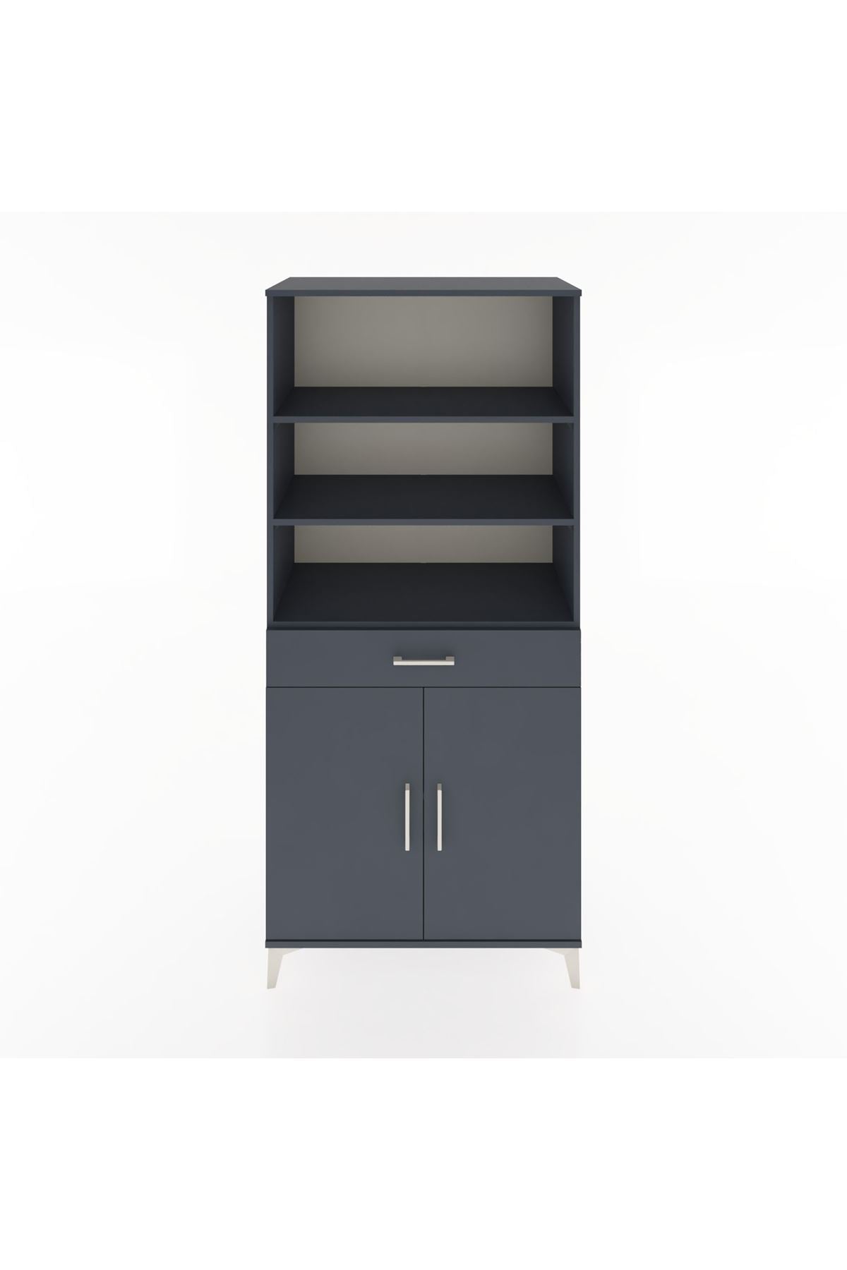 Hyperion Dolap 4 Raflı Tek Çekmeceli 2 Kapaklı 88x44x195 Antrasit-Antrasit